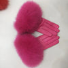 Women leather gloves with fur cuff 3