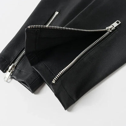 Women's Skinny Sheepskin Leather Pants with Zippers
