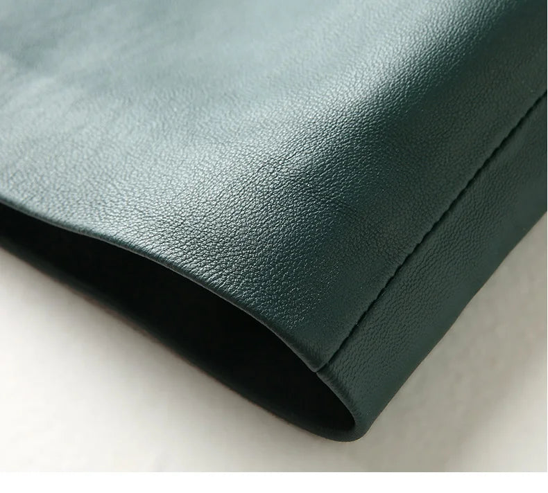 High-waisted pencil skirt in genuine leather