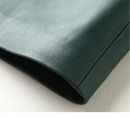 High-waisted pencil skirt in genuine leather