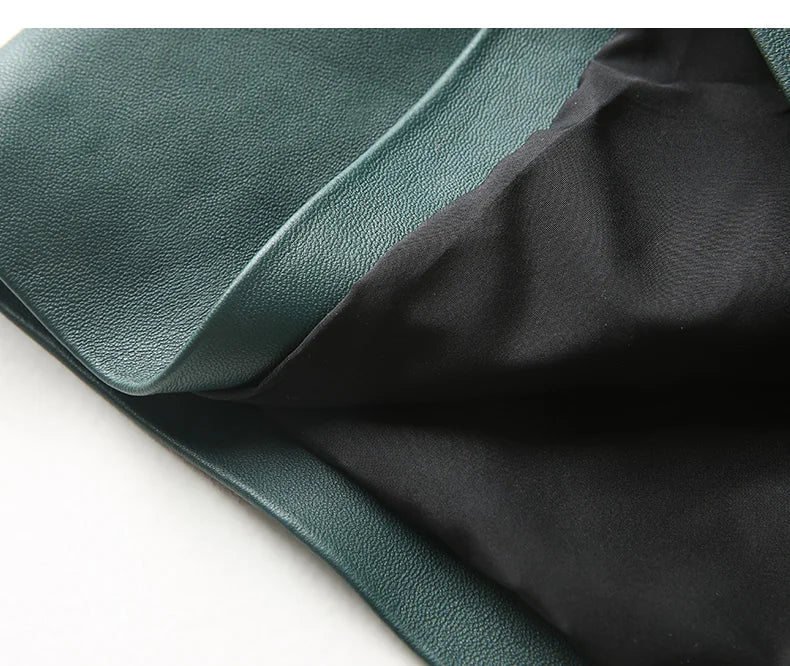 High-waisted pencil skirt in genuine leather