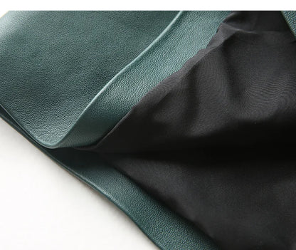 High-waisted pencil skirt in genuine leather