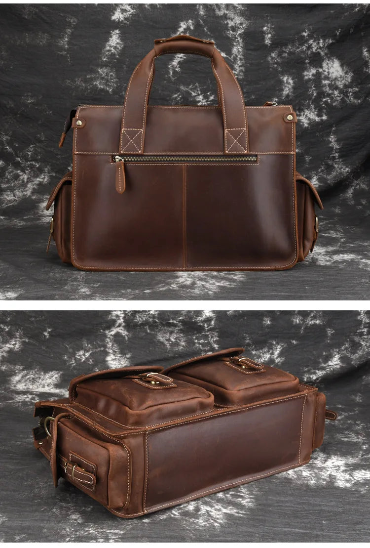 Laptop Briefcase Genuine Leather Shoulder Bag