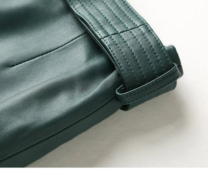 High-waisted pencil skirt in genuine leather