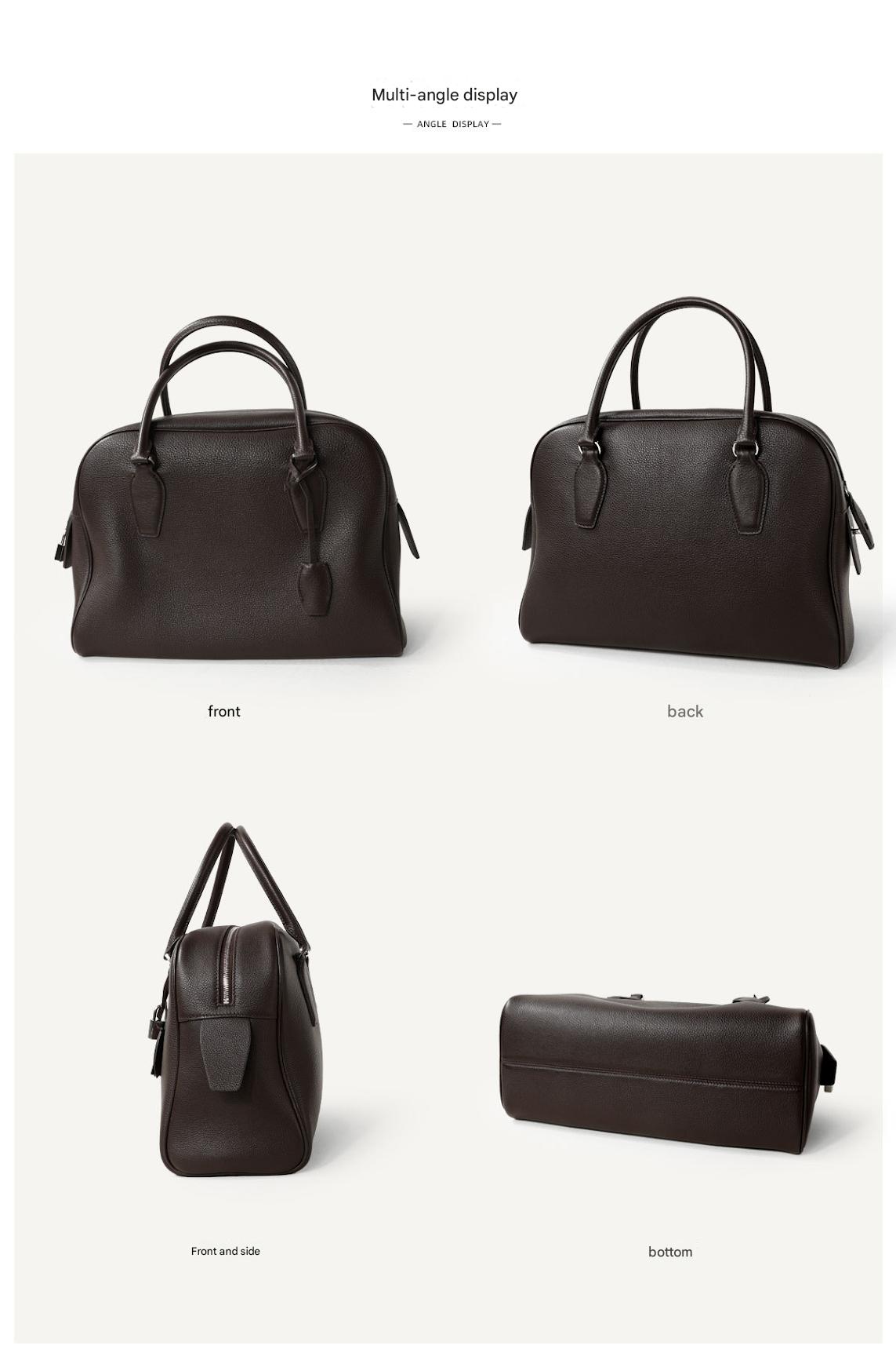 Leather Shoulder Bag Boston Briefcase Style Purse