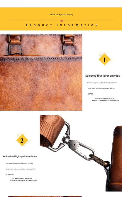Men Genuine Leather Business Travel Laptop Bag