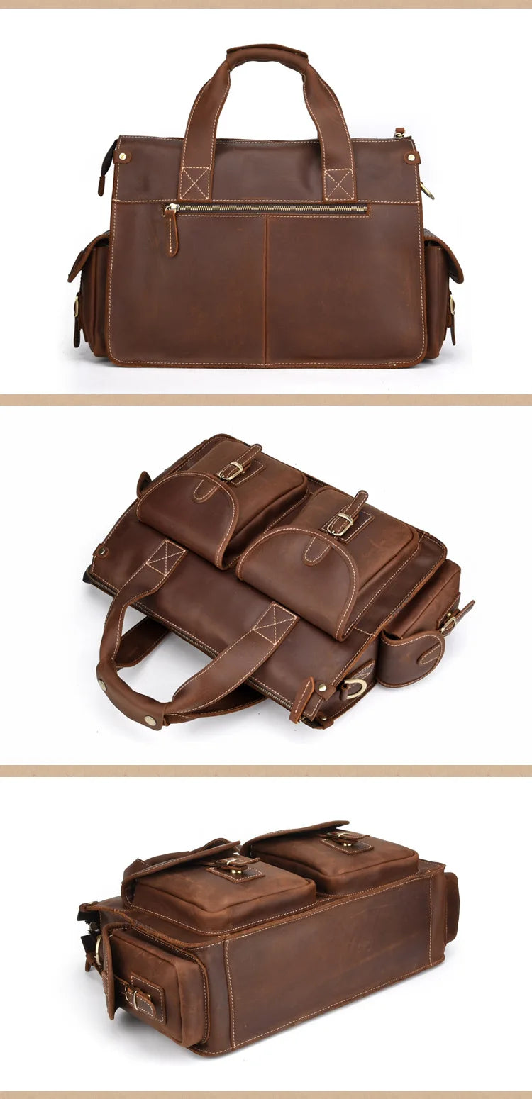 Laptop Briefcase Genuine Leather Shoulder Bag