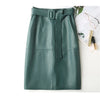 High-waisted pencil skirt in genuine leather