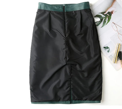 High-waisted pencil skirt in genuine leather