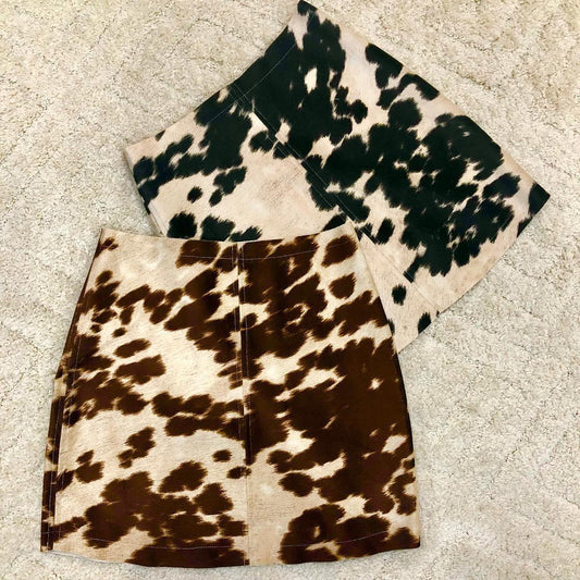 Cowhide Skirt for Women with Hair-On Hide and Mini Length