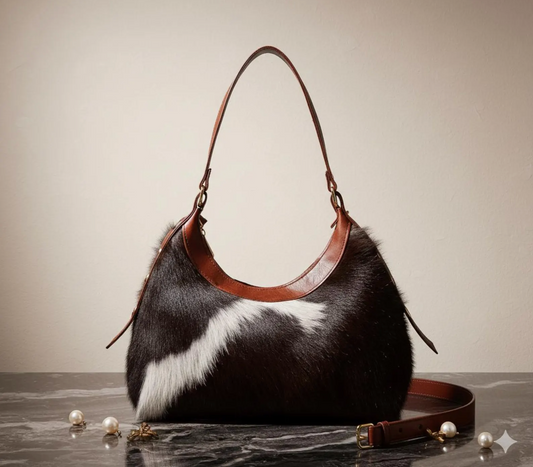 Hair on cowhide shoulder bag leather western purse