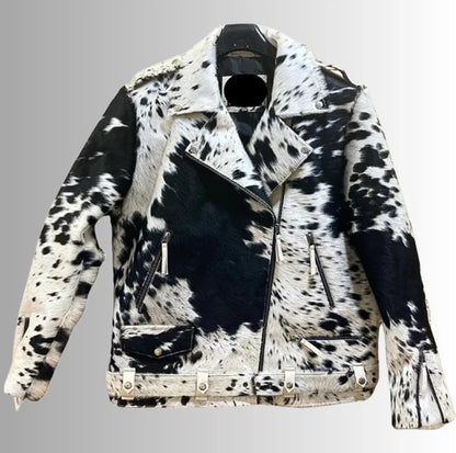 Cow Skin Jacket Black White