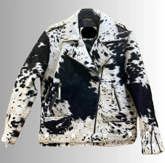Cow Skin Jacket Black White