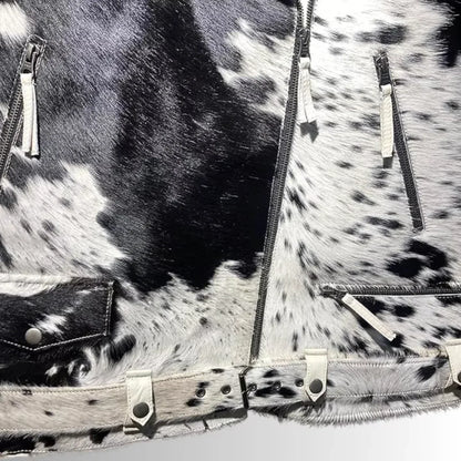 Cow Skin Jacket Black White
