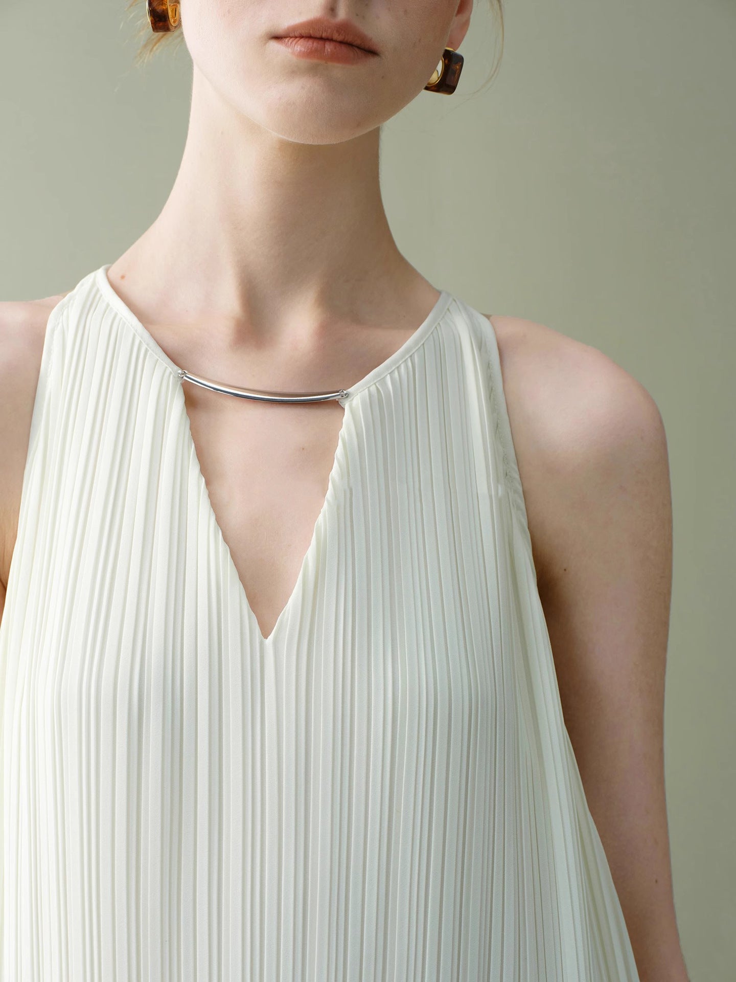 Pleated chiffon halter maxi summer dress