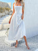 White Backless Maxi Sleeveless Halter Neck Wedding Dress