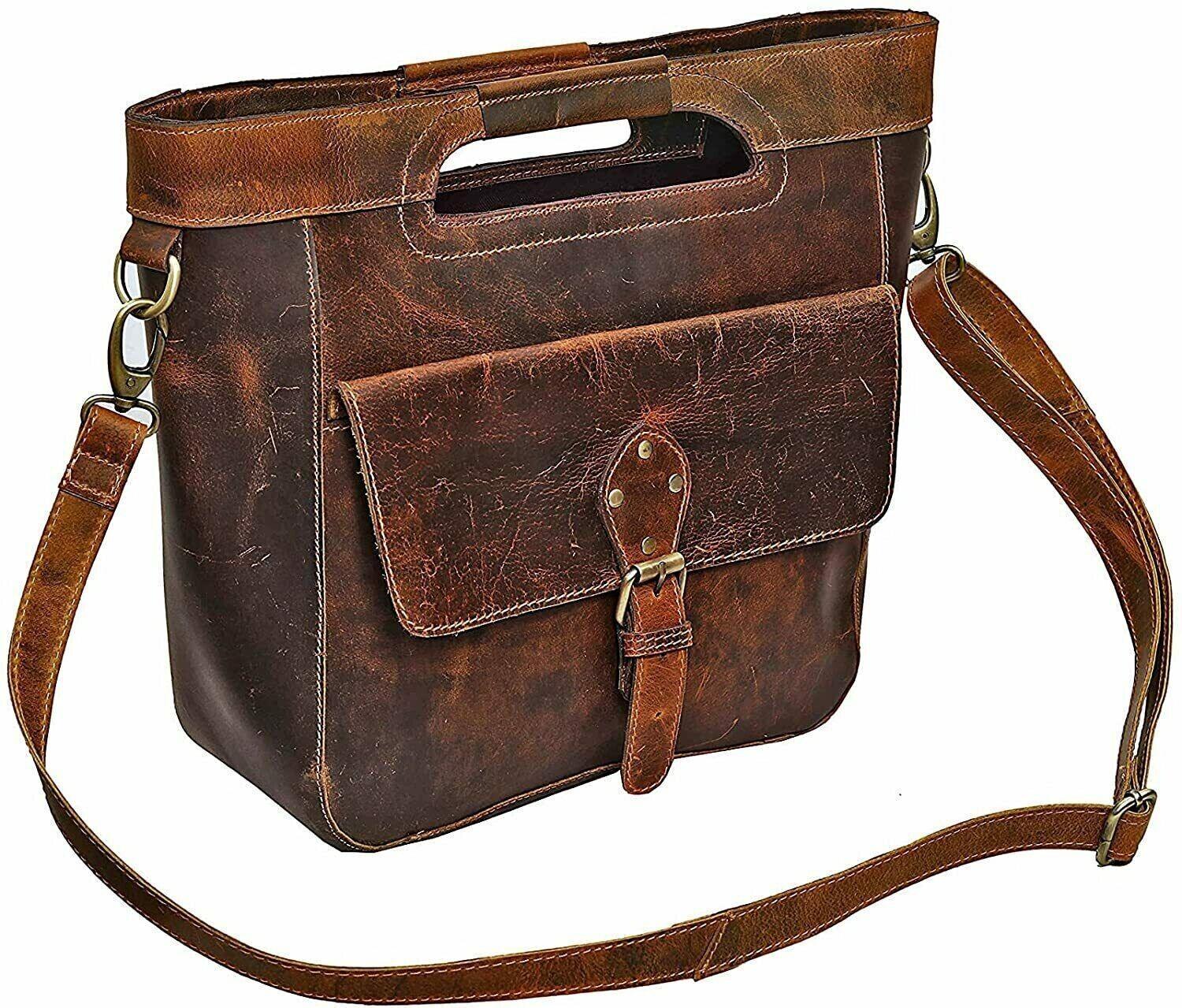 Leather messenger bag for women crossbody