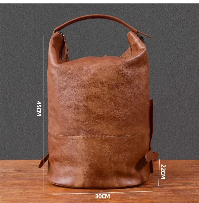 Men’s Vintage Leather Backpack Handmade Brown Cowhide