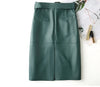 High-waisted pencil skirt in genuine leather
