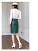 High-waisted pencil skirt in genuine leather