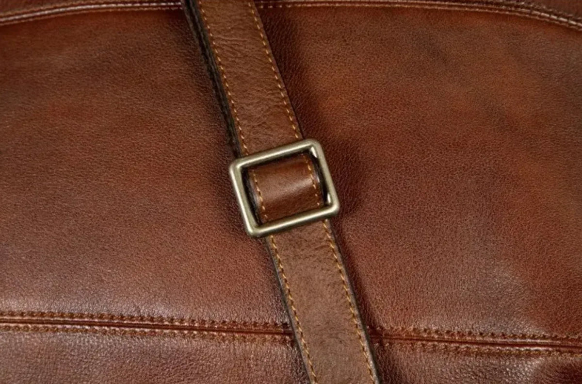 Men’s Retro Leather Laptop Travel Rucksack
