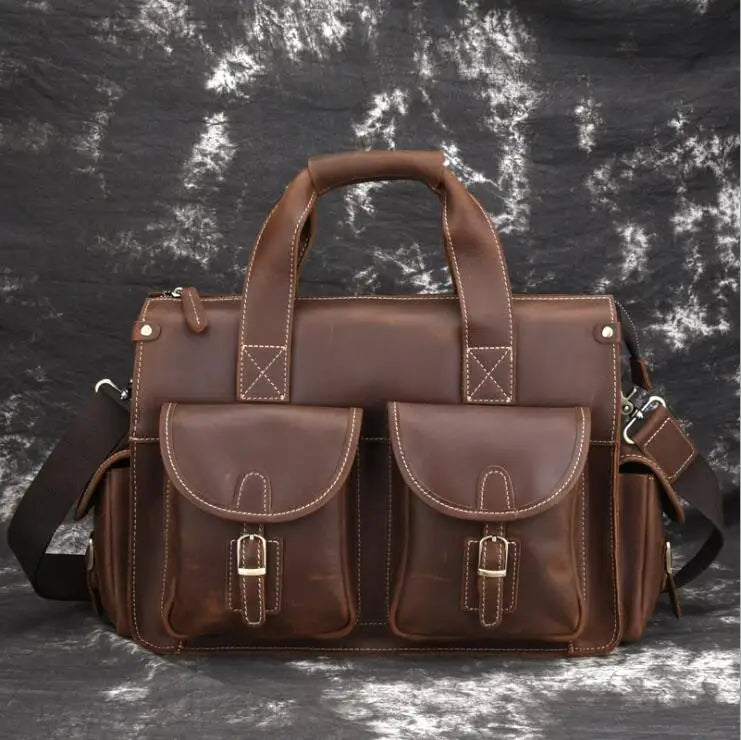 Laptop Briefcase Genuine Leather Shoulder Bag