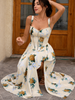 High slit dress dresses style with corset seams and wide straps