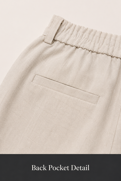 High waisted linen pants with button closure and belt loops
