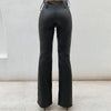 High waist flared faux leather pants
