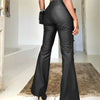 High waist flared faux leather pants