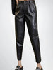 Women's High Waisted Black Leather Pants