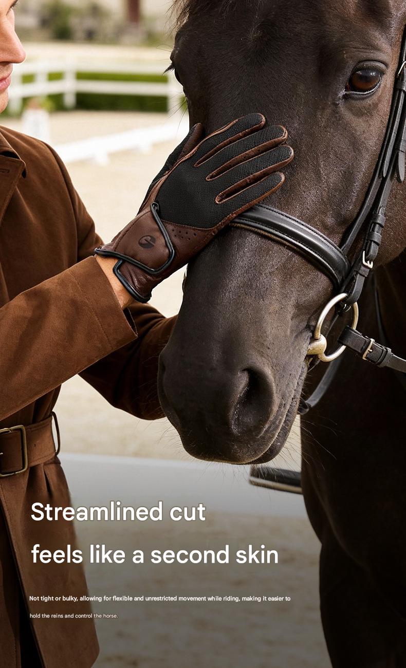 Leather horse riding gloves with goatskin grip