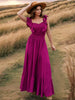 Hot Pink Ruffle Maxi Dress with Square Neck