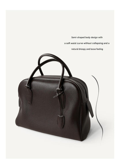 Leather Shoulder Bag Boston Briefcase Style Purse
