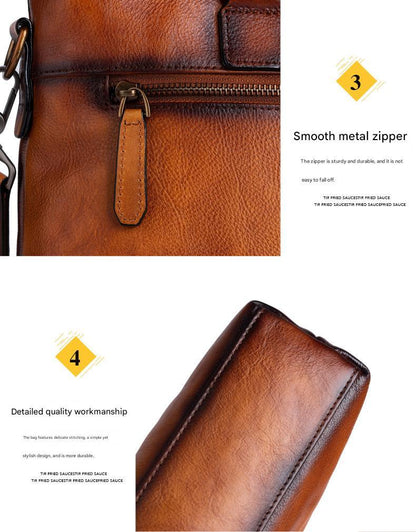 Men Genuine Leather Business Travel Laptop Bag