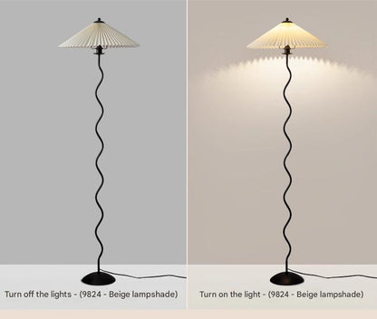 Vintage pleated fabric standing floor lamp