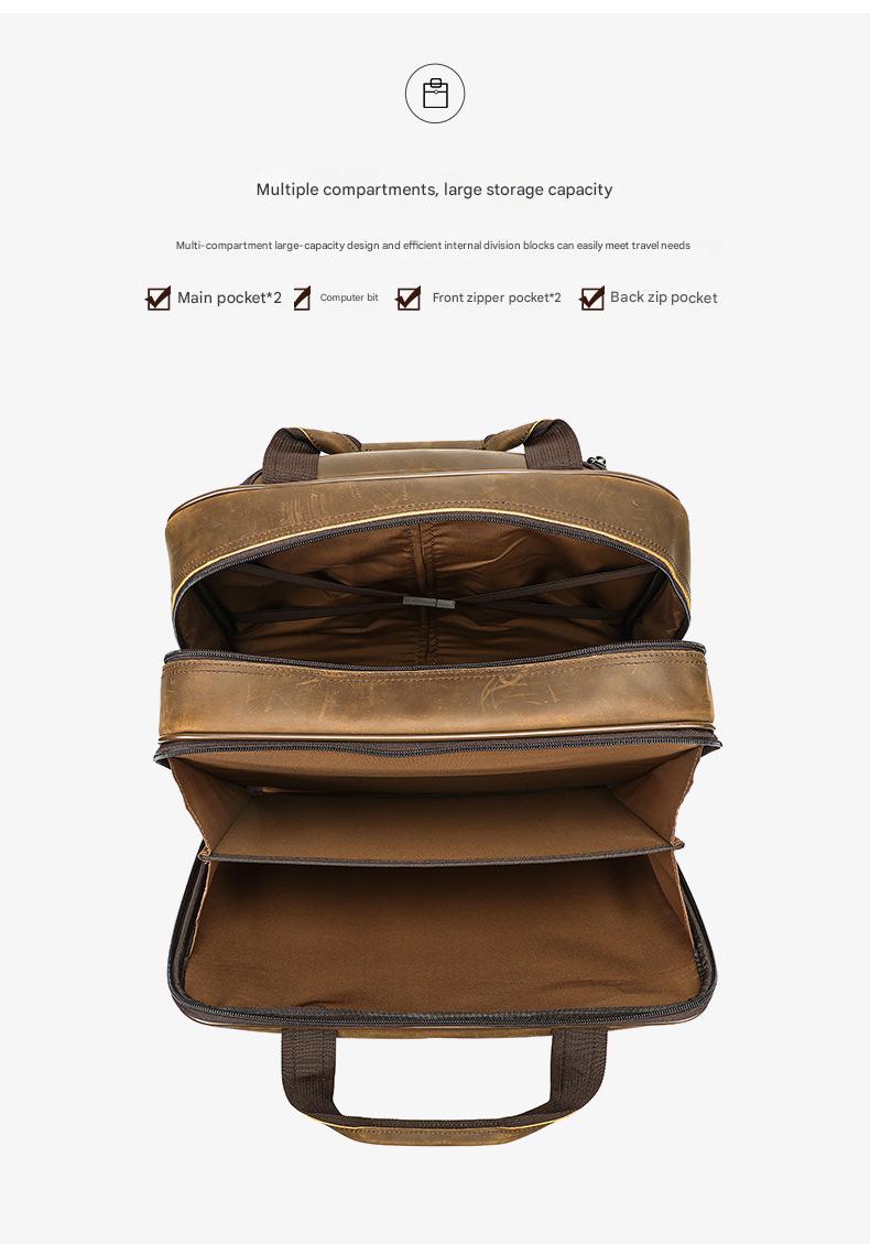 Real Leather Trolley Suitcase Carry-On with Wheels