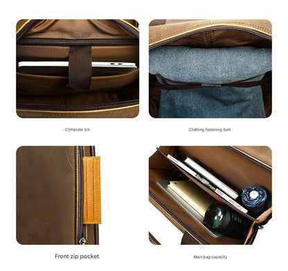 Real Leather Trolley Suitcase Carry-On with Wheels