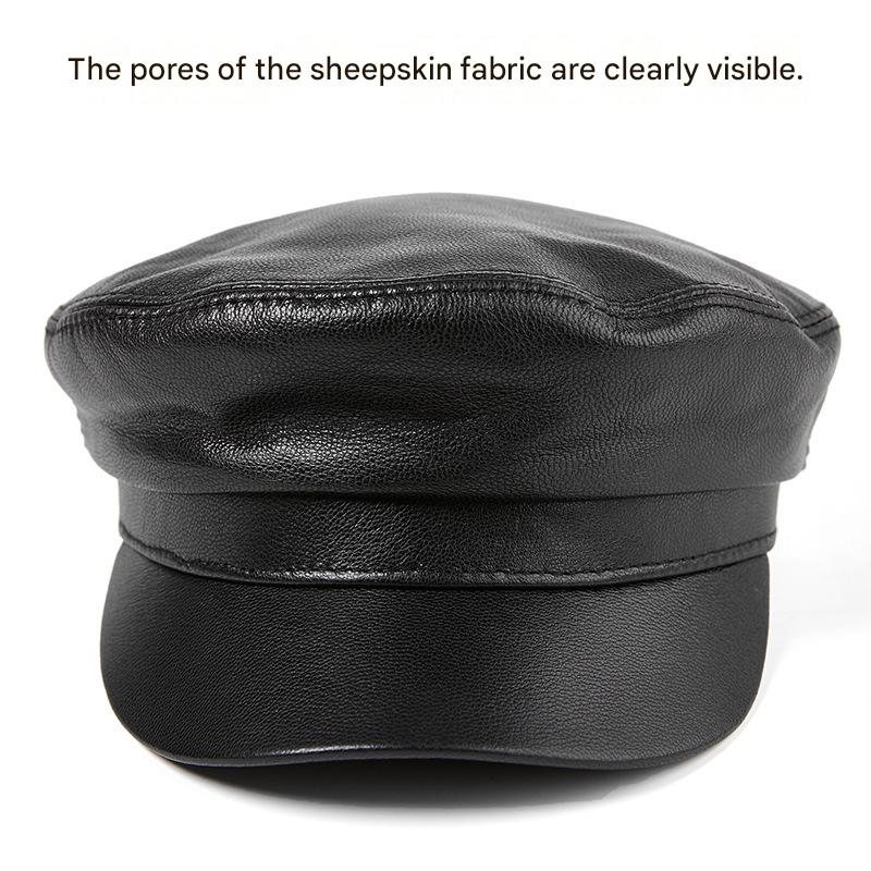 Genuine leather captain's cap for men
