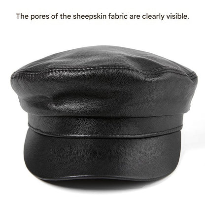 Genuine leather captain's cap for men