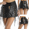 Black faux leather mini skirt with lace-up details