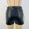 Women’s Black Faux Leather Lace Up Shorts