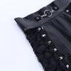 Women's black leather mini skirt with adjustable lacing