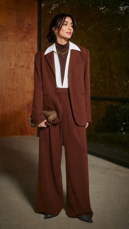 Ladies jacket woolen in burgundy tone with blended fabric and wool coat feel for cold seasons.