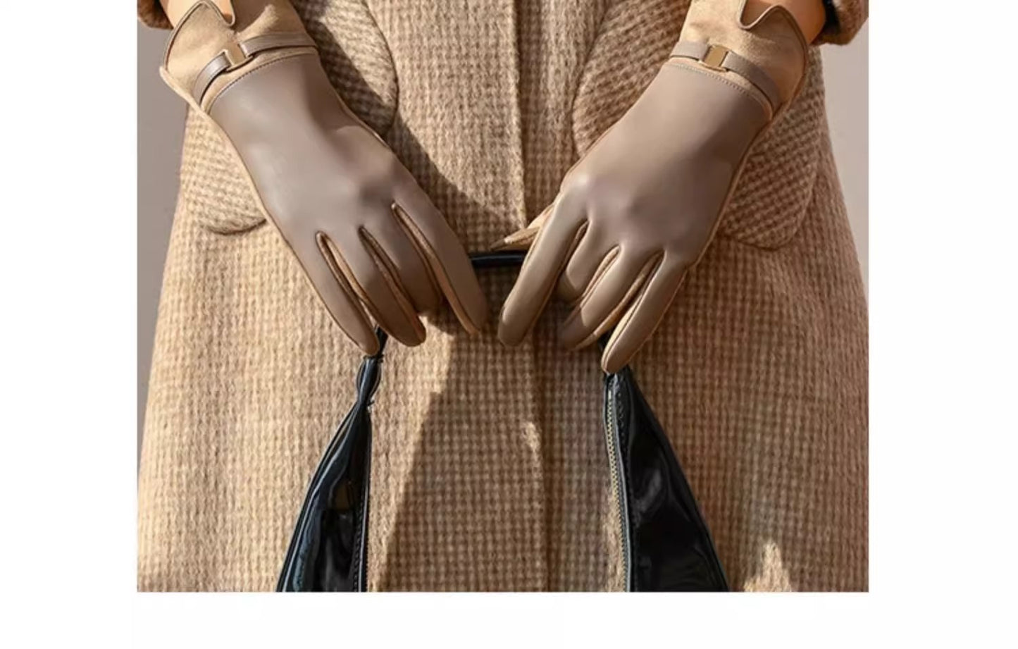 Women leather gloves for winter warmth