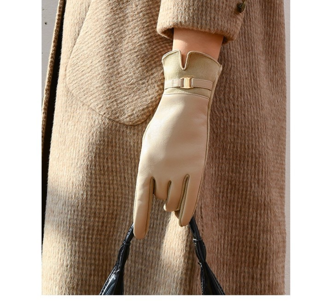 Women leather gloves for winter warmth 2