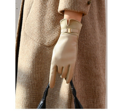 Women leather gloves for winter warmth 2