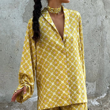 Yellow daisy print commuter co ord set
