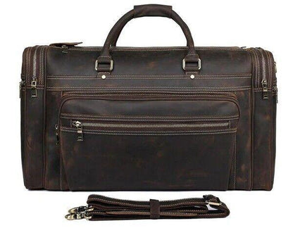 Large Leather Duffle Bag 24 Inch Brown Crazy Horse Travel Holdall