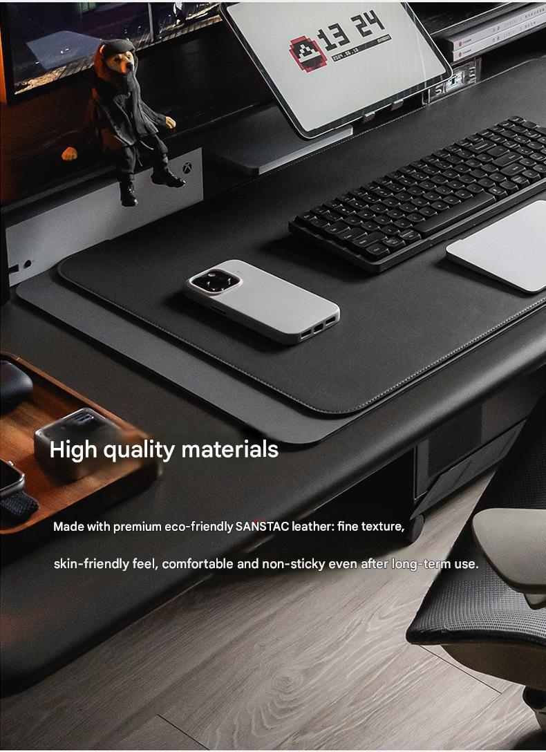 Leather desk mat with magnetic writing surface